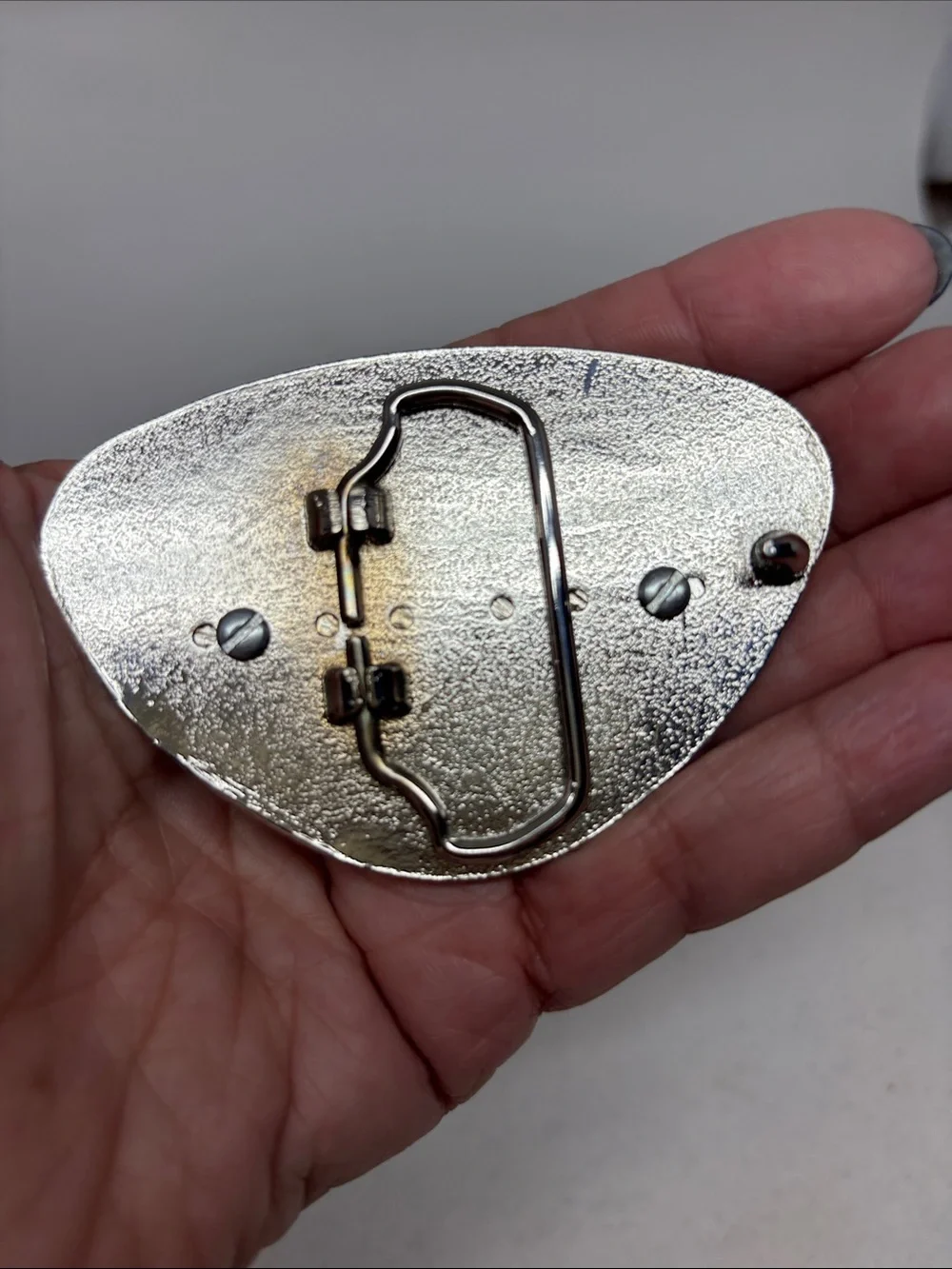 Silver-Tone Snowflake Obsidian Belt Buckle